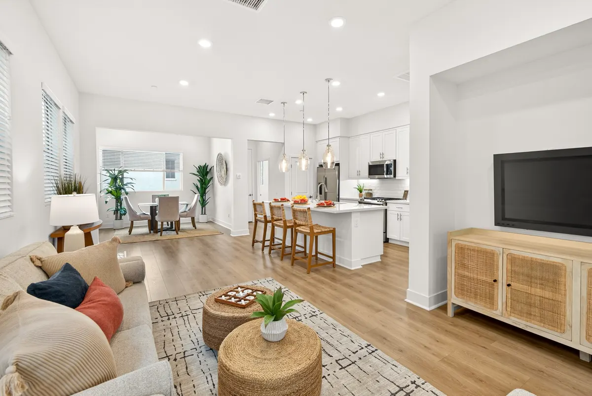 Open living room and kitchen in a Harbor Pointe home at Ponte Vista in San Pedro